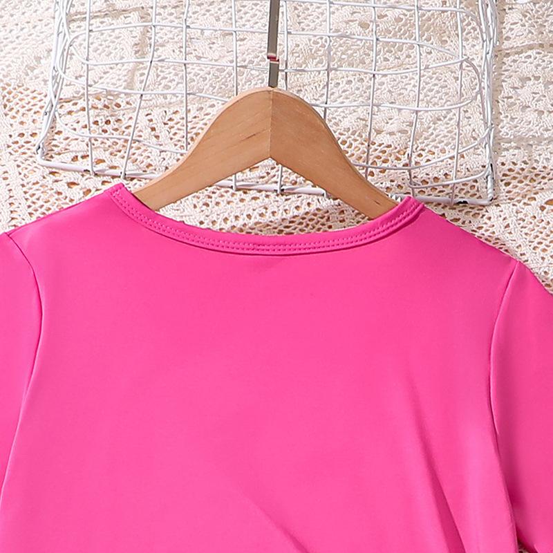 Комплект одежды для девочек, летняя детская футболка с короткими рукавами и расклешенными повседневными брюками, комплект из двух предметов