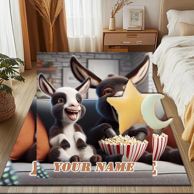 1PC Custom Name Donkey Goat Movie Night Theme Floor Mat Ideal for Living Room, Game Rooms, Office, Bedroom Floor Mat Playful Design