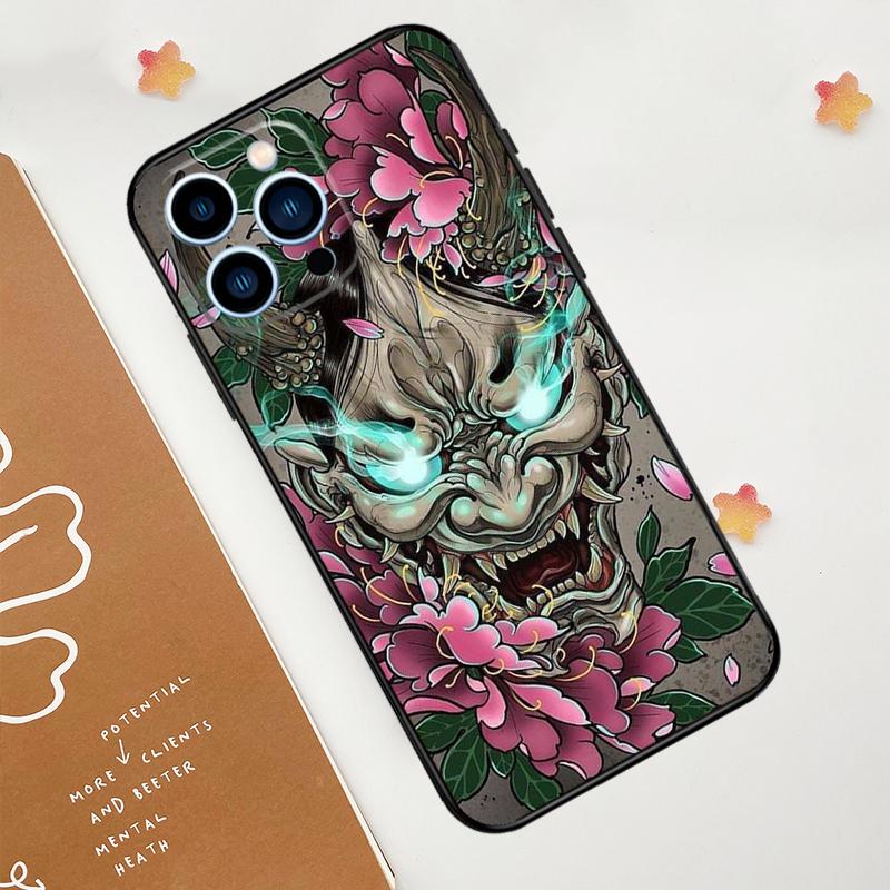 Японский чехол Oni Hannya Demon Mask для iPhone 11 12 13 14 15 16 Pro Max 15 16 Plus 13 12 Mini X XS XR