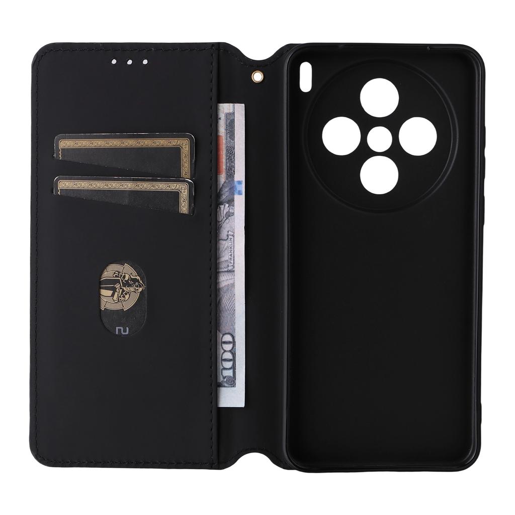 Кожаный чехол-кошелек для vivo X200s 5G с ромбовидным тиснением