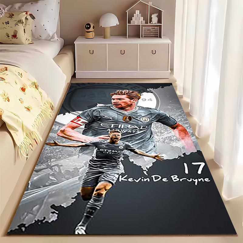 Sports Area Rug, Kevin De Bruyne Manchester City 17 Grey Poster, Fan Cave Decor, Non-Slip Mat