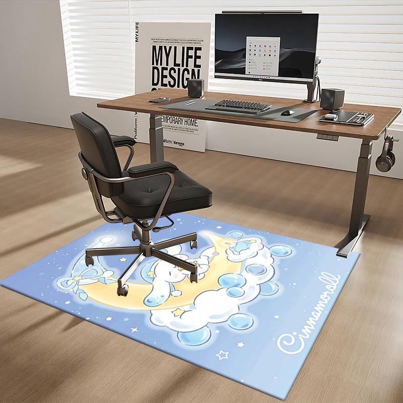 Anime Cartoon Design Chair Mat - Cinnamoroll Moon Clouds - Non-Slip Carpet for Office, Home Decor, Living Room, Bedroom, Game Room & Dormitory.E023