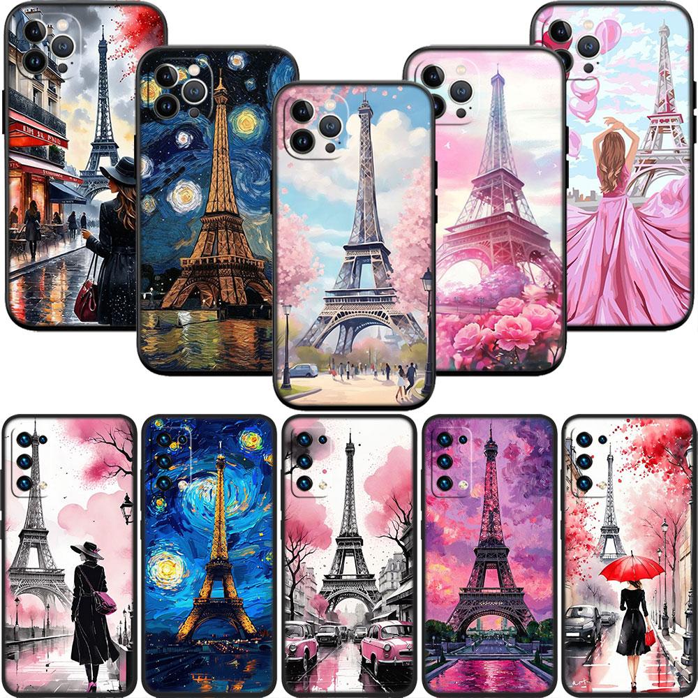 BF87 Париж Эйфелева башня Мягкий чехол для телефона iPhone 16 15 14 13 12 Pro Max Plus Mini