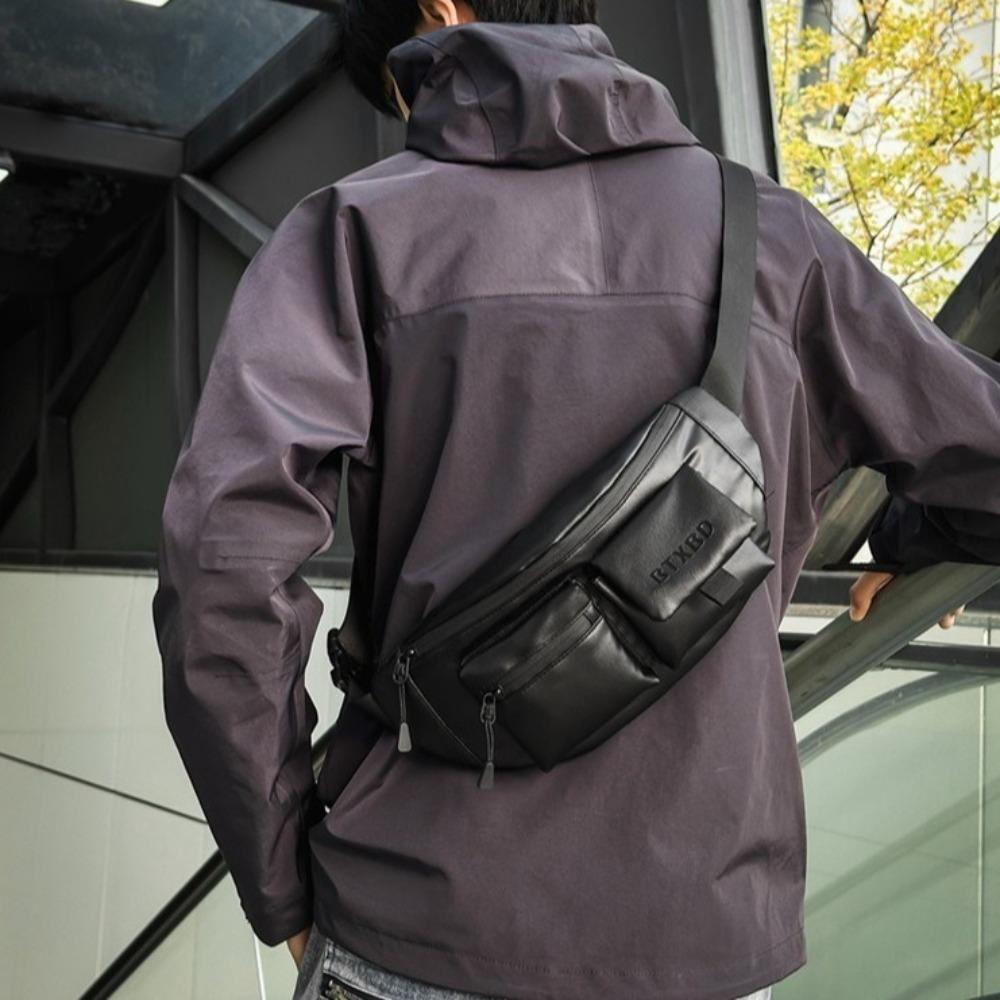 Однотонная мужская нагрудная сумка Легкая поясная сумка для телефона Простая спортивная сумка для телефона Мужская