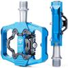 GEWAGE Велосипедные плоские педали с 3 защищенными подшипниками, односторонние педали, встроенные подшипники, алюминиевые, легкие, противоскользящие (GE-162/ Синий)