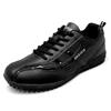 ROCK GEAR RG710 Men's Spikeless Golf Walking Shoes, PU Leather Low-Top Sneakers, Size 3E, Black, Size 26.0