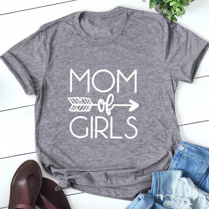MOM OF GIRLS принтованные летние свободные большие хлопковые футболки с круглым вырезом и коротким рукавом женские