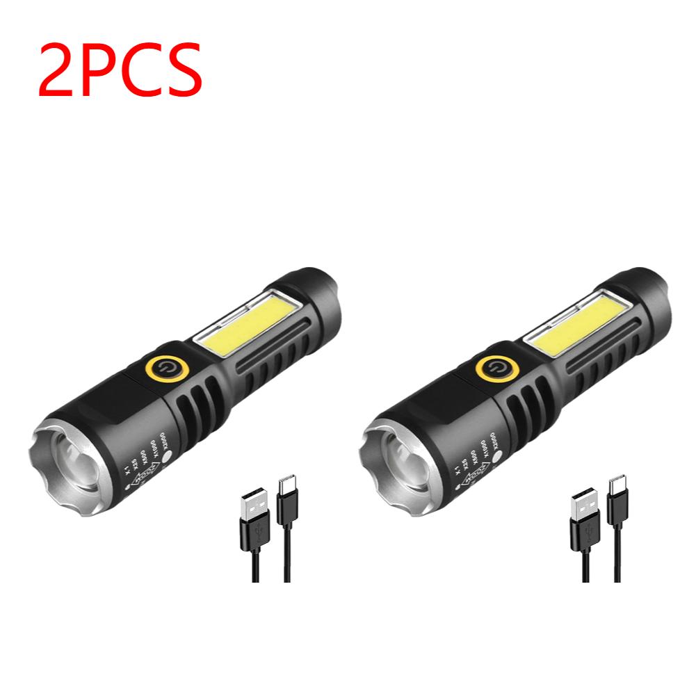 Кемпинговый фонарик XPE COB LED, телескопический, с зумом, водонепроницаемый, с зарядкой Type-C USB, мощный фонарь, 4 режима, фонарик для улицы