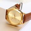 BUREI Men's Analog Quartz Watch, Waterproof, Popular, Slim, Simple, Stylish, Business, Casual, Leather Strap (Gold, Brown, Leather)