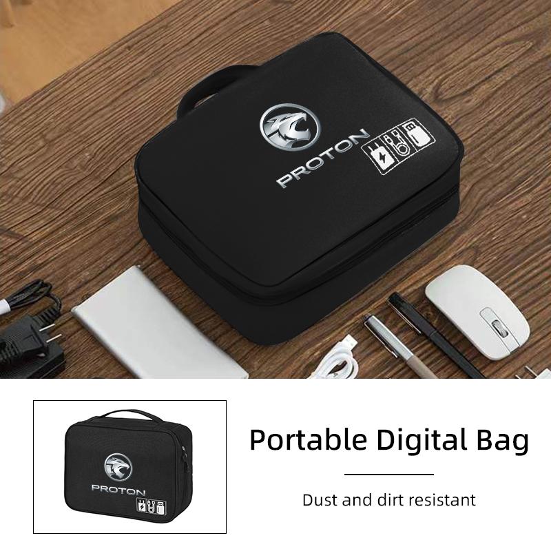 Portable Cable Organizer Waterproof Storage Bag Digital Cable Case For Proton Exora Iriz R3 Wira Saga Satria Magma X50 V6 X70 L3