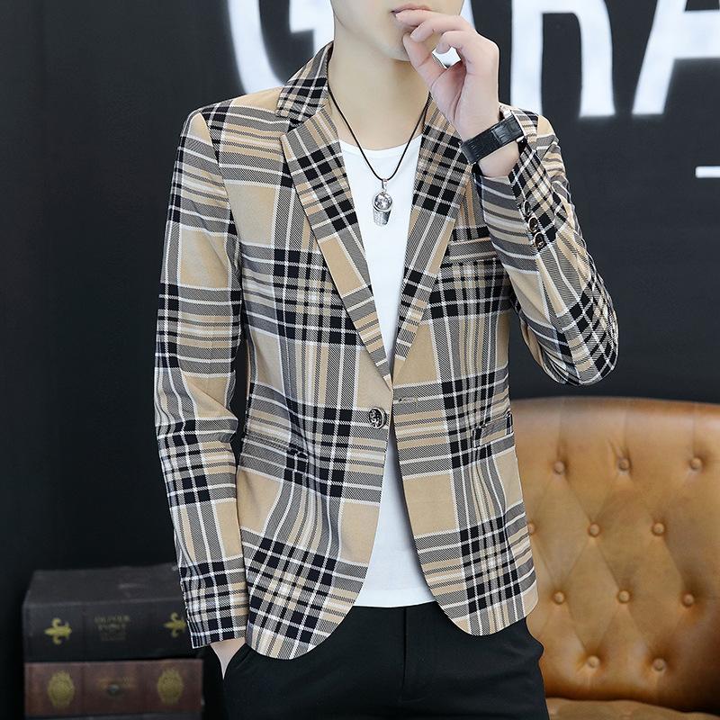 Новый стильный костюм, мужской повседневный корейский вариант, приталенный одинарный топ, молодежный красивый индивидуальный маленький костюм, трендовое пальто