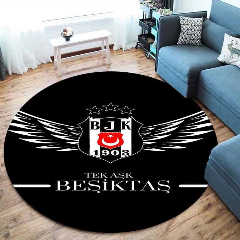 Besiktas Gymnastics Club Round Area Rug,Carpet Rug for Living Room Bedroom Sofa Playroom Decor,Non-slip Floor Mat