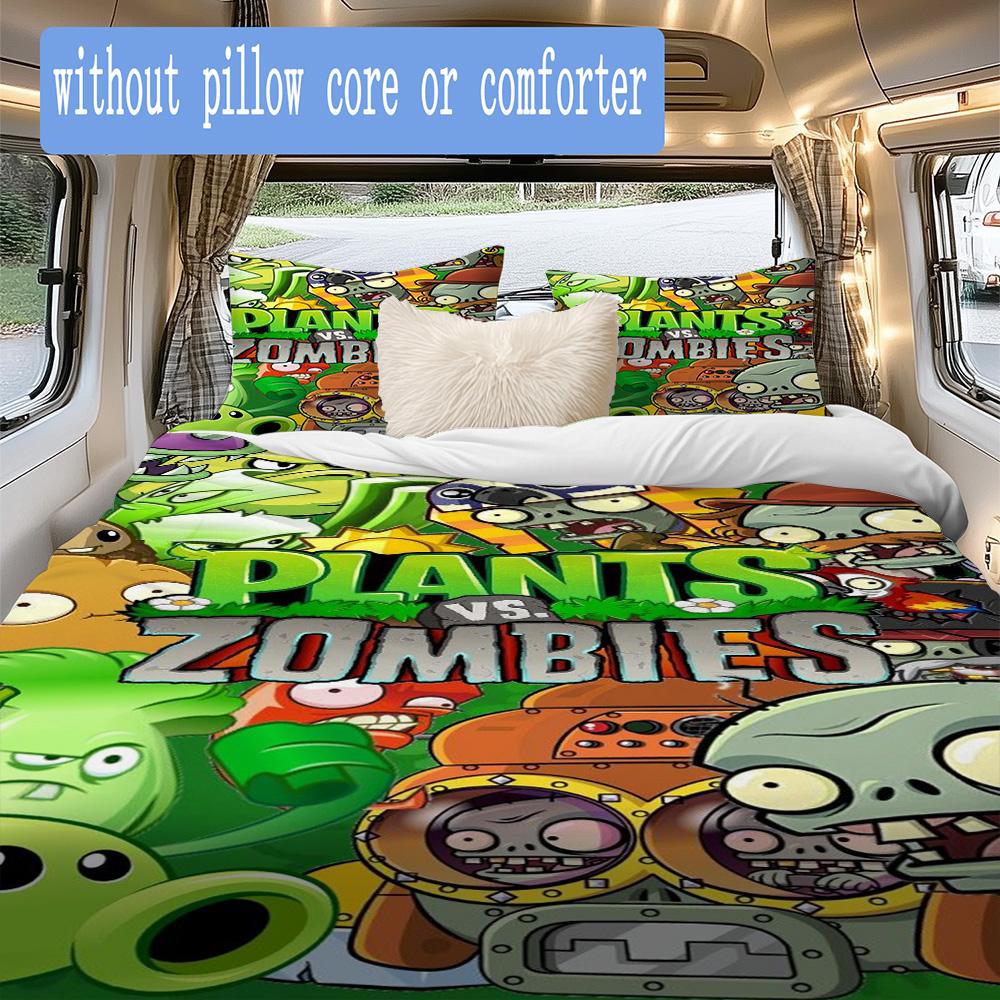 Plants vs. Zombies print Pattern Bedding,Quilt Set Quilt Cover Pillowcase Home Birthday Gift (1*duvet cover+2*pillowcase,without core)XSJT0917560
