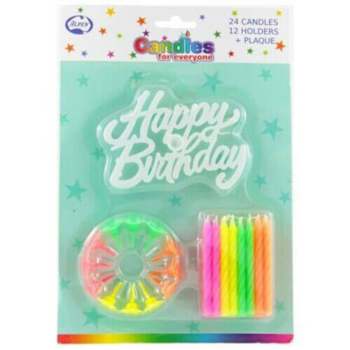 Alpen Birthday Candles with Holders (24pk) (with Plaque)