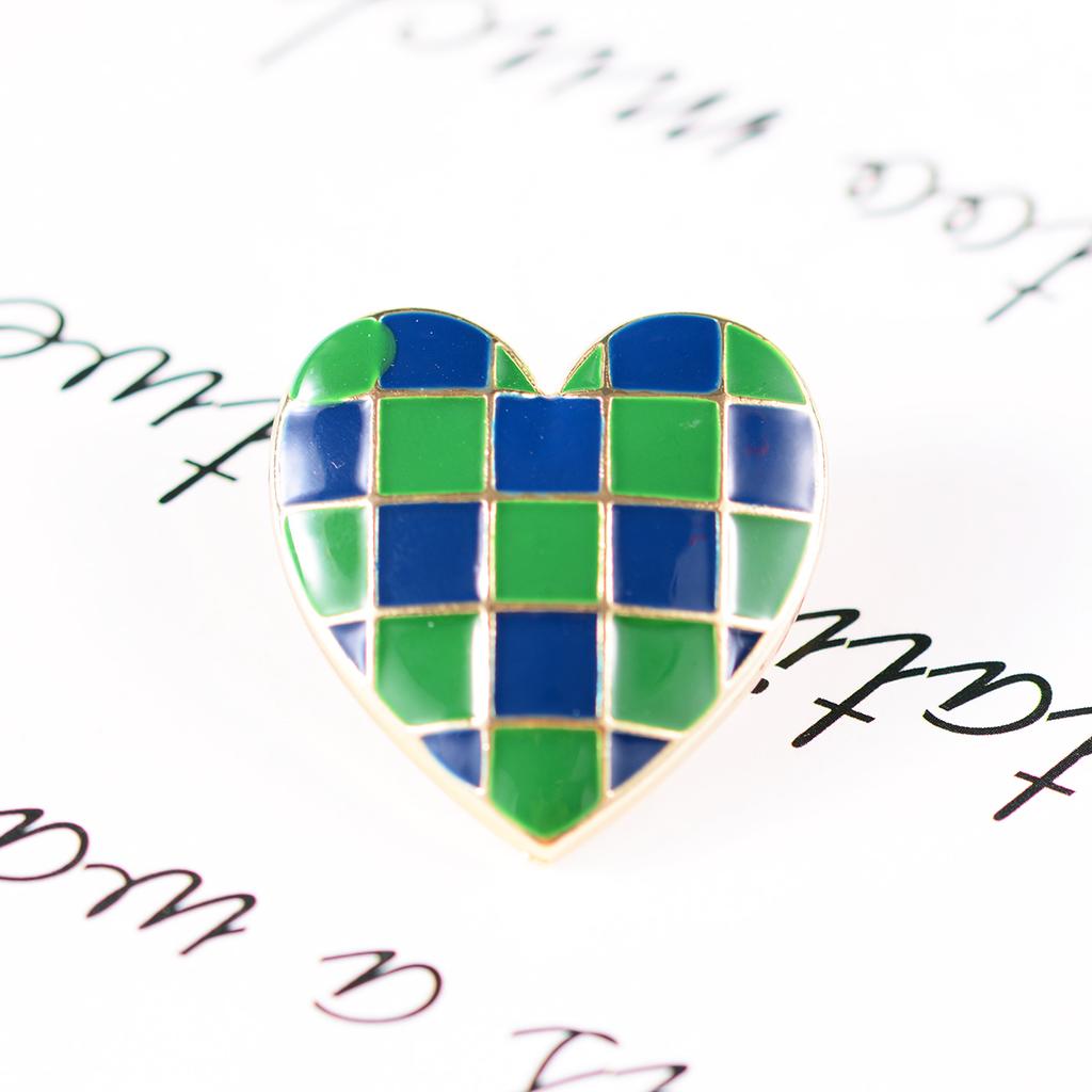 Blucome Mosaic Enamel Heart Shape Brooch Corsage Badge Special Design Brooches Collar Clip