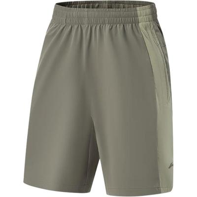 Li Ning Sport Простые однотонные эластичные шорты с цветными блоками для мужчин светло-зеленый AKSV087-4