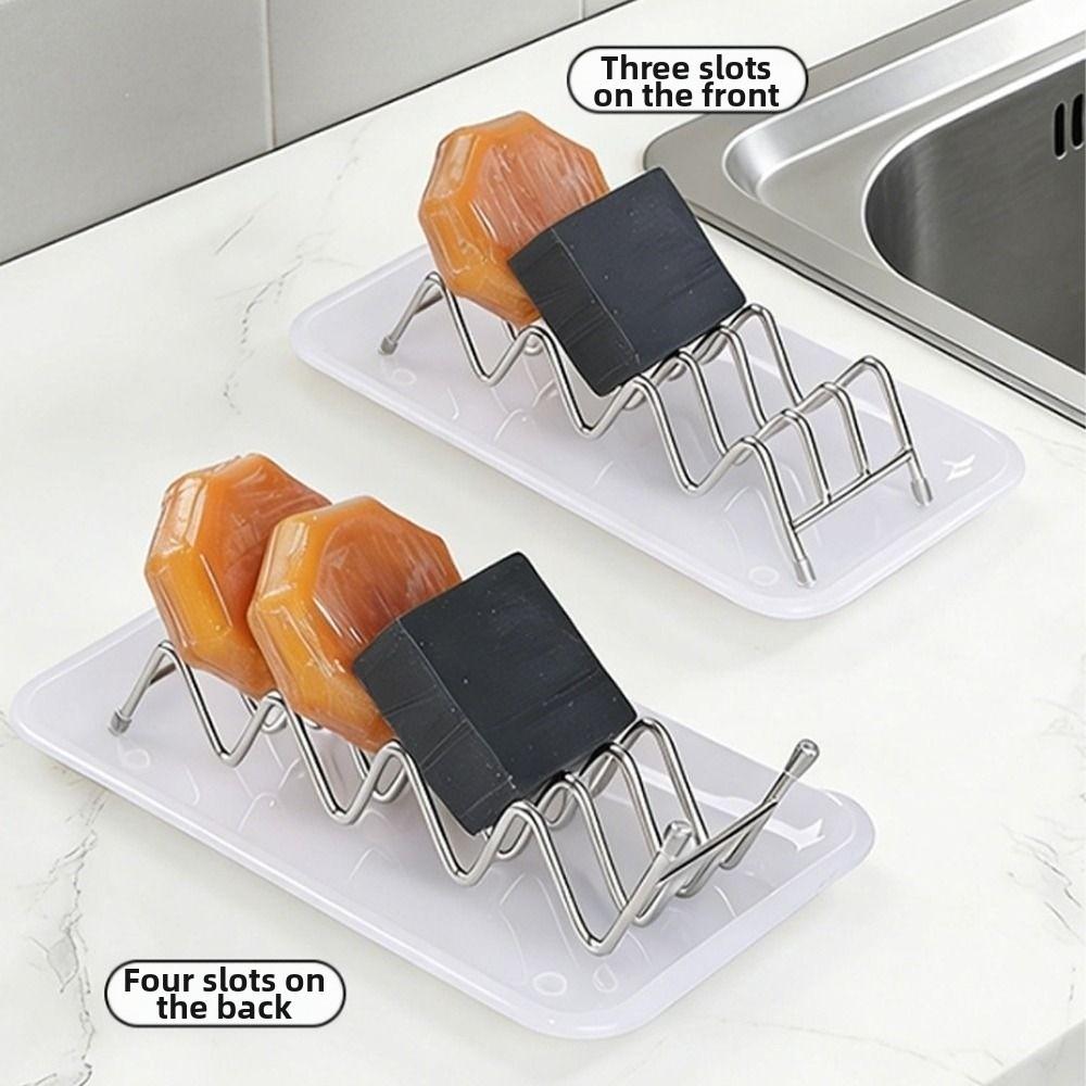 Anti-Slip Stainless Steel Soap Box W-Shaped Soap Holder Draining Soap Rack Student Dormitory