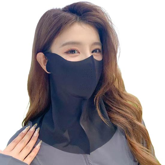Summer Face Guard Moisture-Wicking Fabric Breathable Elastic Neck Gaiter Sun Protection Ice Silk Face Guard