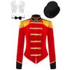 Womens Circus Ringmaster Outfit Fringed Jacket Hat Gloves Set for Halloween Performances