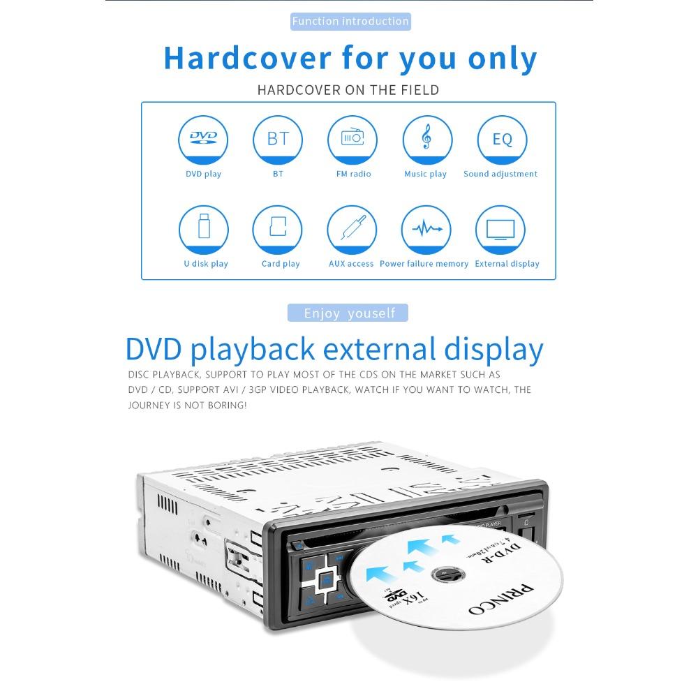 1Din автомобильный DVD-плеер универсальный мультимедийный Bluetooth музыкальный эквалайзер стерео USB TF карта FM AM авторадио AUX вход MP3-плеер