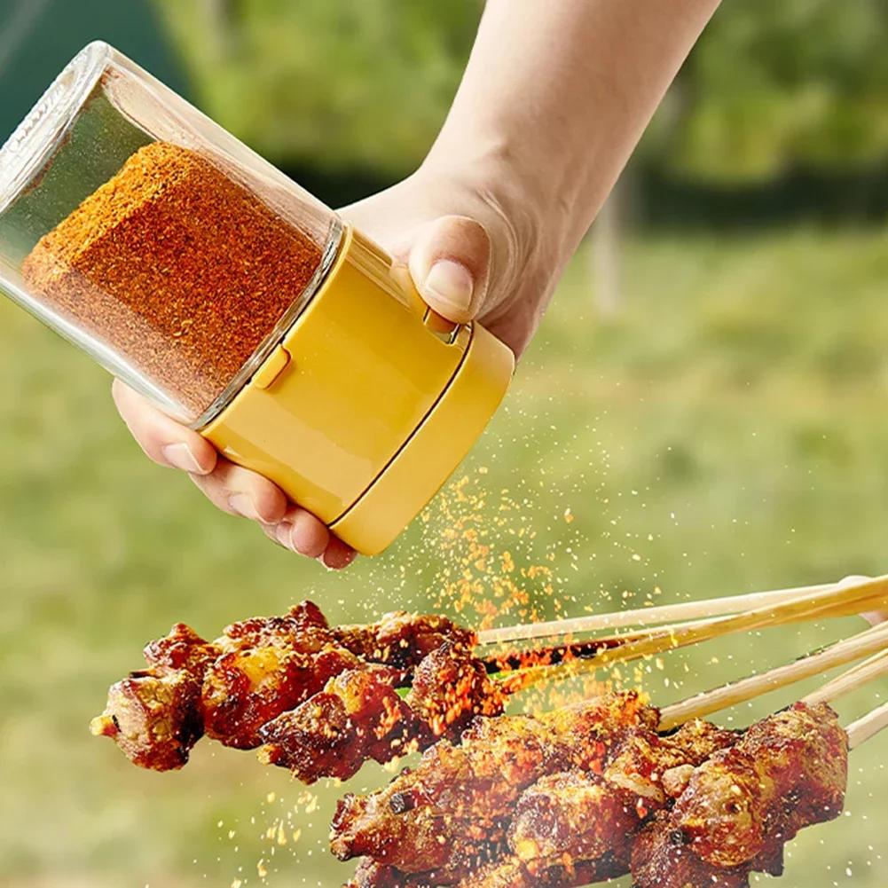 Salt and Sugar Push Button Dispenser with Lid Accurate Pouring Freshness Preservation for Different Seasonings