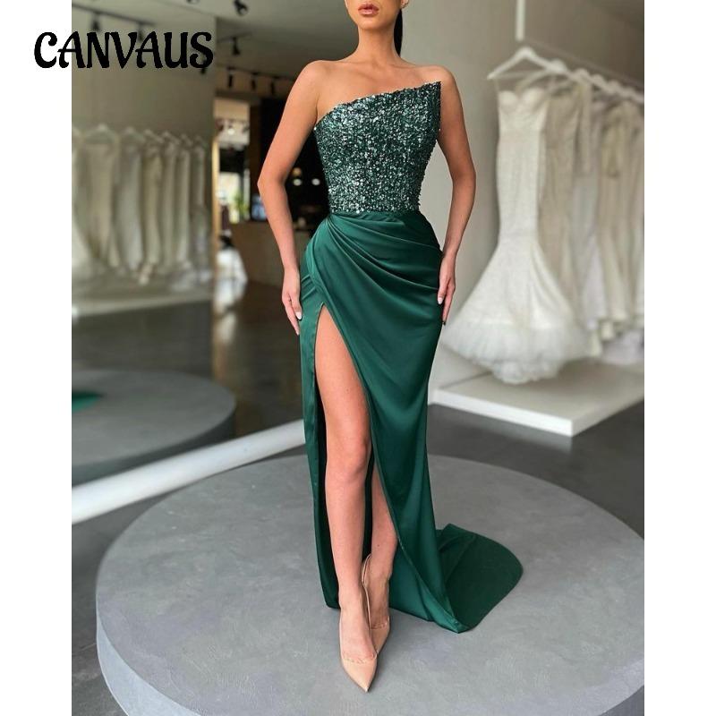 Women's Dress Sequins Fairy Long Sleeveless Fashion One-piece Temperament Mid-length Evening Gowns