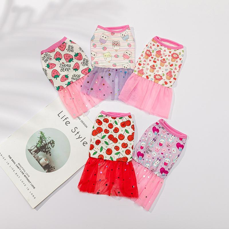 Source Factory Summer Pet Puppy Cute Princess Dress New New Dog Cartoon Skirt Pet Clothing
