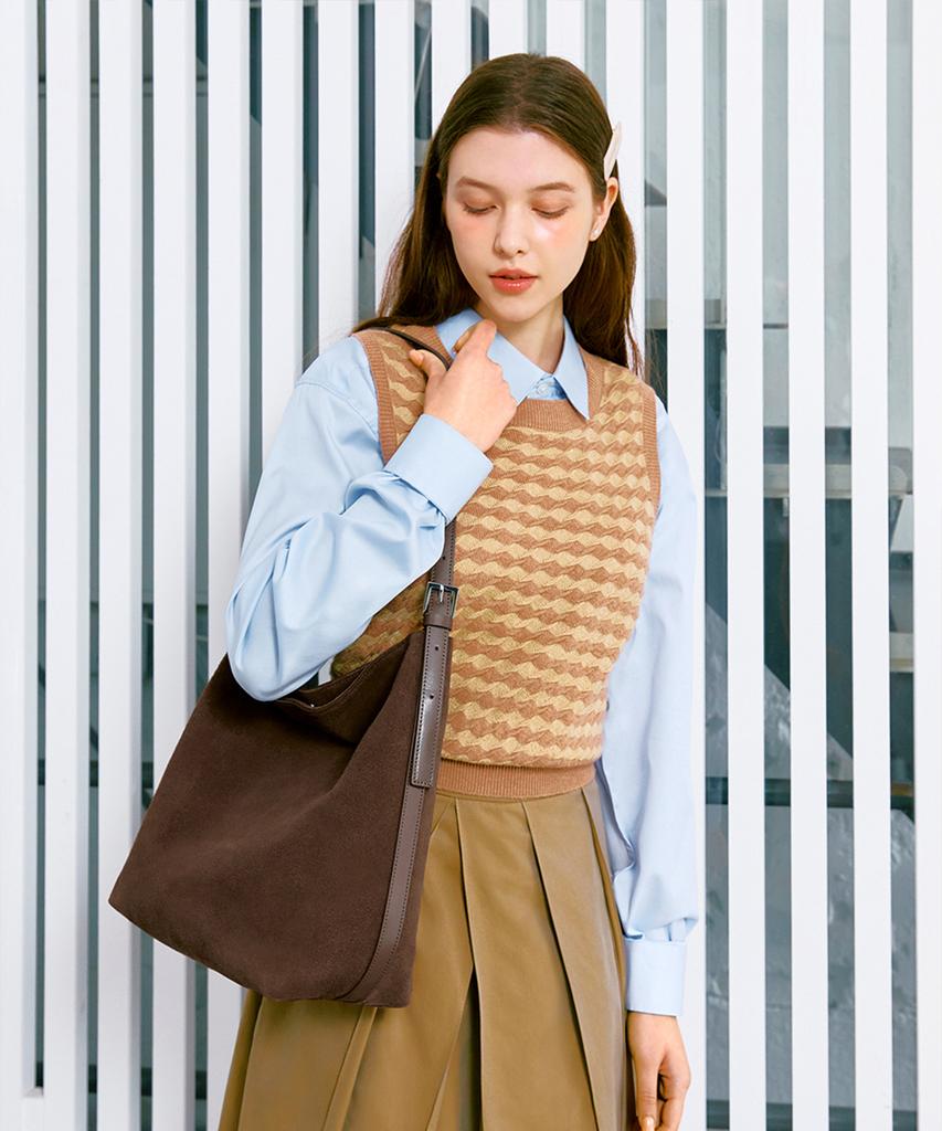 Clave Lily Suede Brown Tote Bag