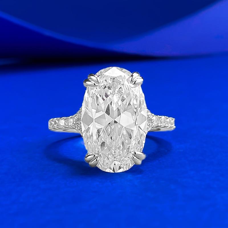 Кольцо Xiancan Jewelry из серебра S925 с овальным белым бриллиантом - Дизайн "Голубиное яйцо", Европейский и Американский стиль.