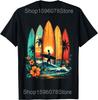 Surfboard Vintage Surfing Surfers Wave  Lover Beach T Shirts Men Streetwear Tee Short Sleeve Unisex Loose Clothing