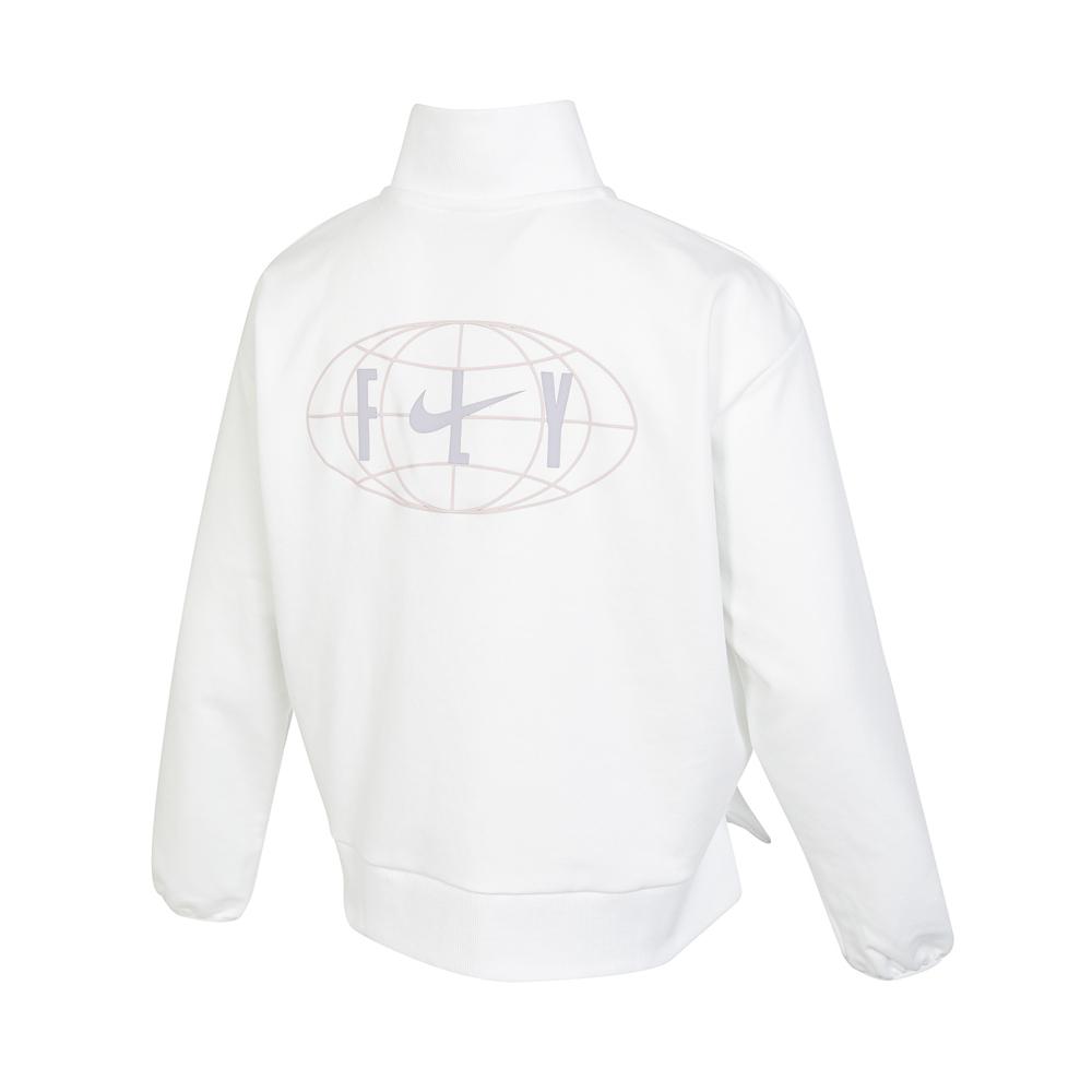 Nike Свитшот с вышитым логотипом Swoosh Fly, воротником-стойкой, молнией до половины длины, быстросохнущий, с длинными рукавами, женский свитшот Mountain-White FQ4090-121