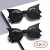 2pcs Large Frame Bat Shaped Sunglasses Innovative Uv400 Color Gothic Men And Women Street Sun Glasses