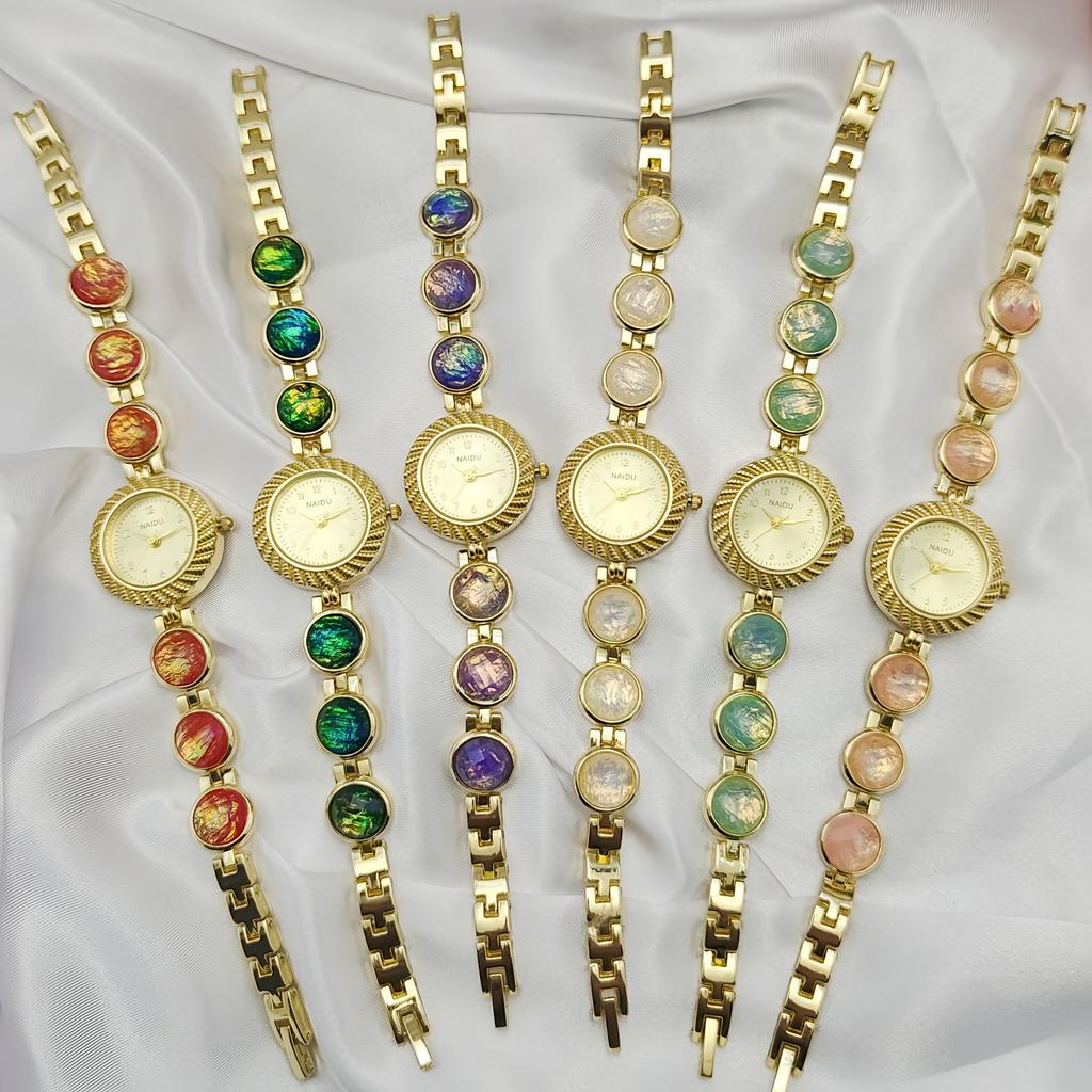 Роскошный бренд Высококлассные Семицветные Цепочные Браслетные Часы Женские Винтажные Женские Модные Кварцевые Наручные Часы Подарок Relógio Feminino