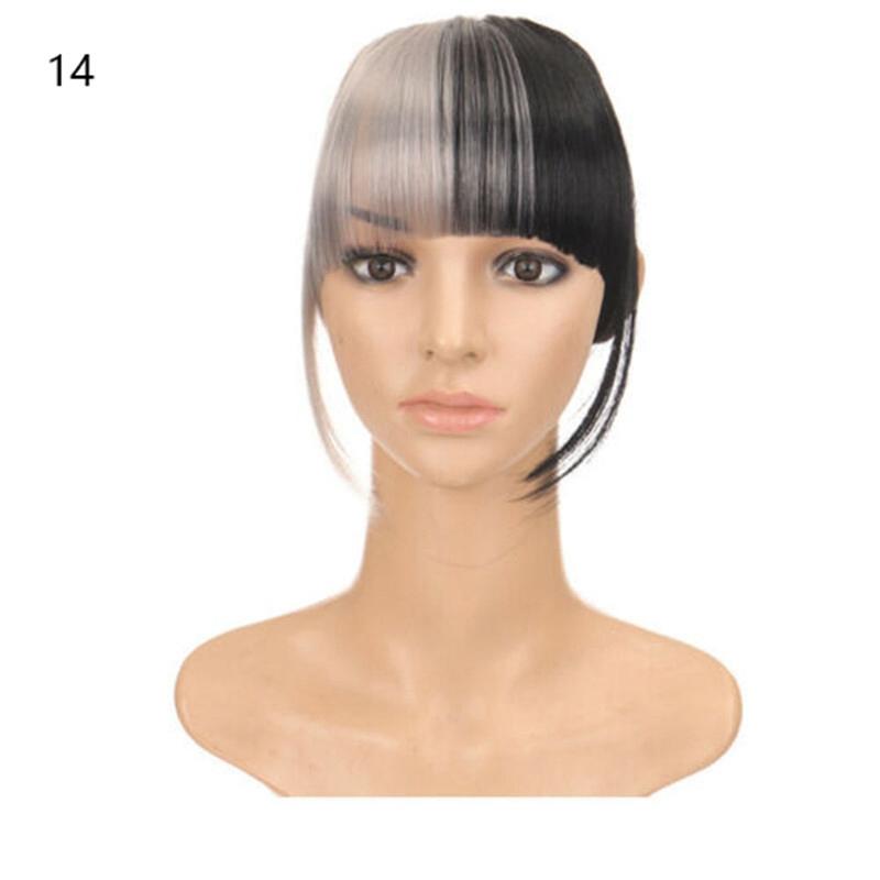 Цельный НАСТОЯЩИЙ натуральный зажим для наращивания волос с бахромой и челкой, толщиной как человек