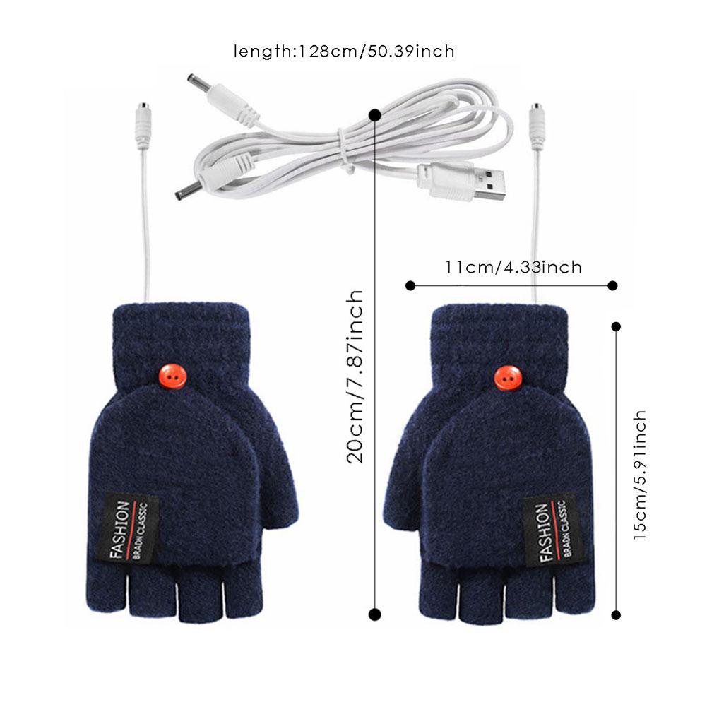 Электрические термоперчатки с регулируемой температурой зимние грелки для рук (Темно-синий) QD