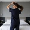 Летний новый высококачественный женский комплект для сна - Простые брюки с коротким рукавом свободного кроя, подходят для ношения на улице, домашний комплект.