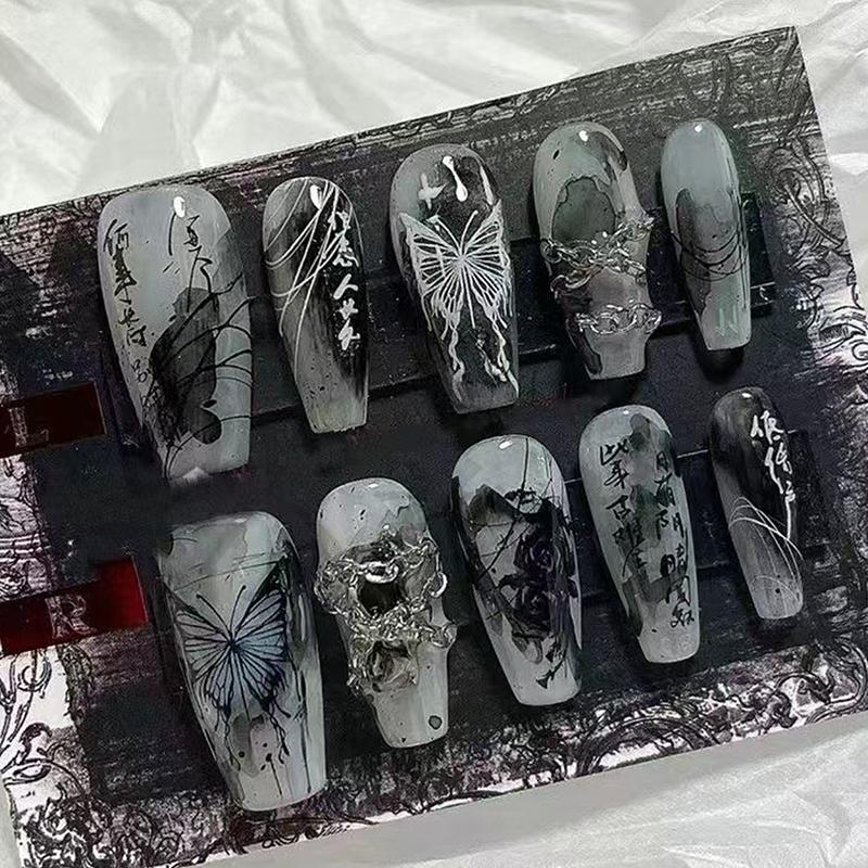 Серебряные черные белые бабочки 3D наклейки для ногтей металлические бабочки звезды распятия самоклеящиеся слайдеры обертывания маникюрные гель-лаки наклейки