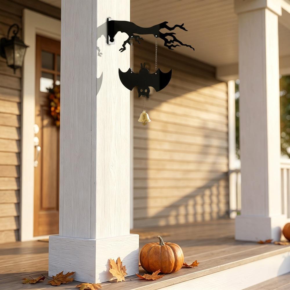 Wall Mounted Halloween Ghost Swinging Doorbell Sounding Bat Wind Chime Front Door