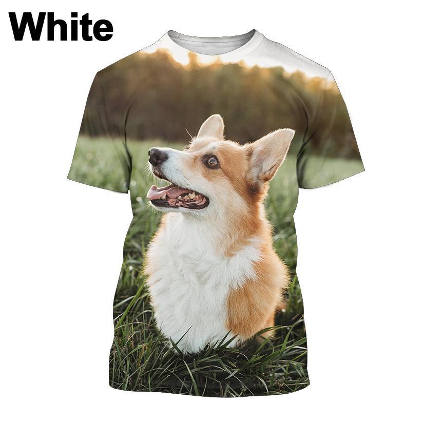 Модная милая собачка корги 3D принт унисекс смешная повседневная футболка с круглым вырезом и коротким рукавом