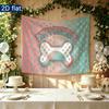 Pastel Paw Print Birthday Banner, Soft Polyester Wall Decor for Party Shower