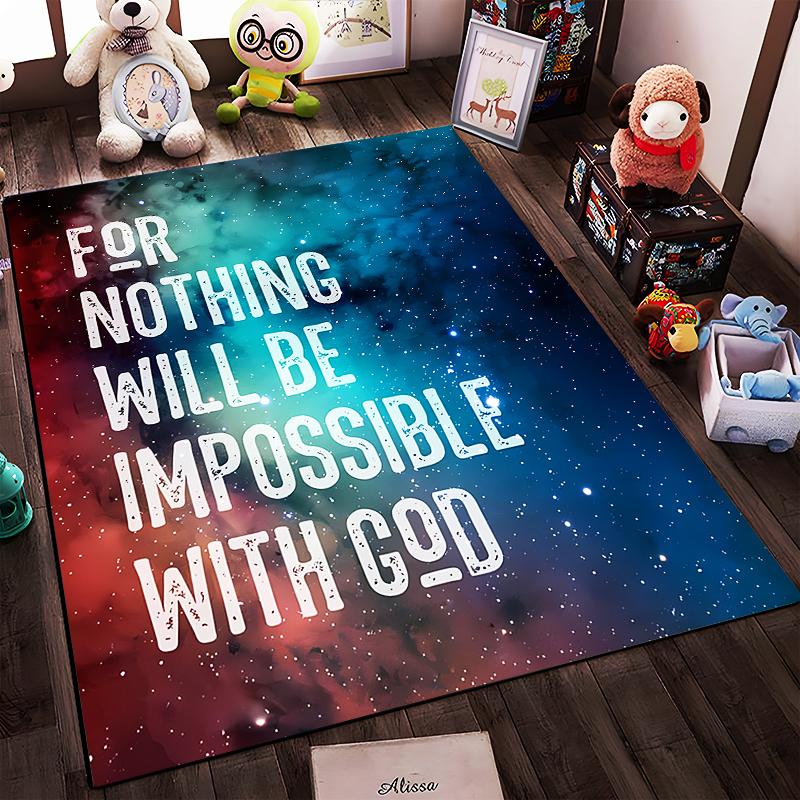Galaxy Inspirational Quote Rug Non-slip rug suitable for living room and bedroom sofas.