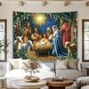 1 unique background cloth, a beautiful painting depicting the birth of Jesus, themed design decoration