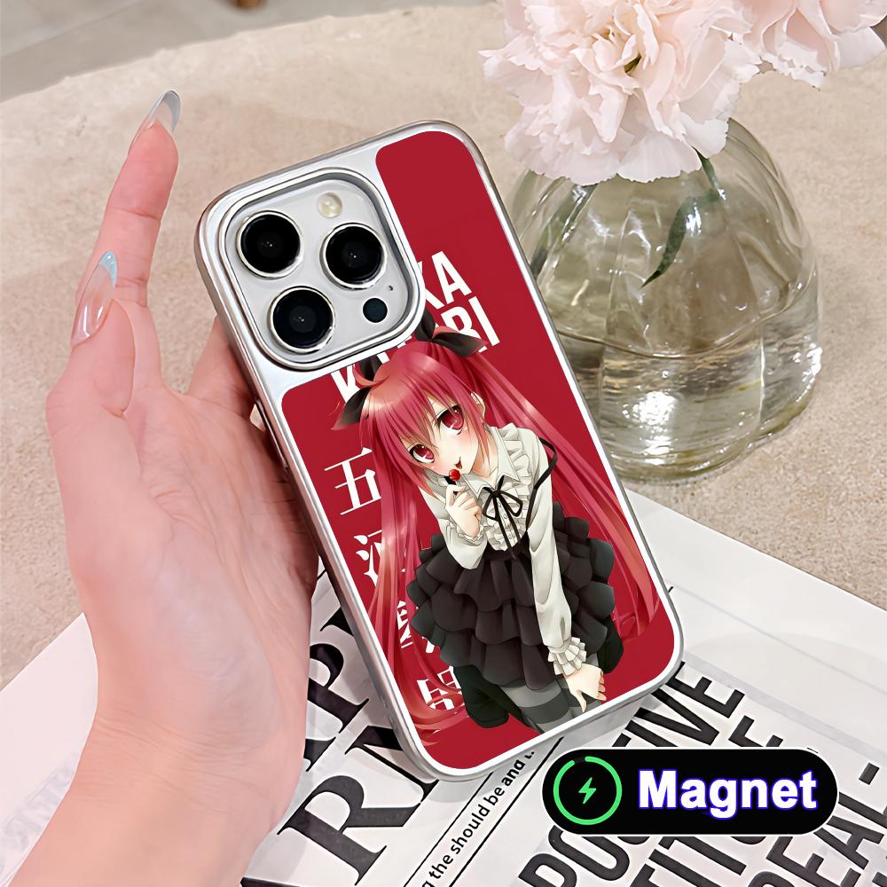 Date a Live Kotori Itsuka Silver Plating Magsafe Mobile Phone Case for iPhone 17 16 15 14 13 12 11 Air Pro Max Plus Cover