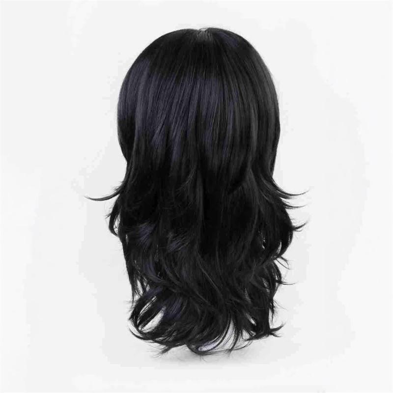 Парик для косплея Shouta Aizawa 45 см, черные вьющиеся волнистые термостойкие синтетические волосы, парики в стиле аниме + шапочка для парика