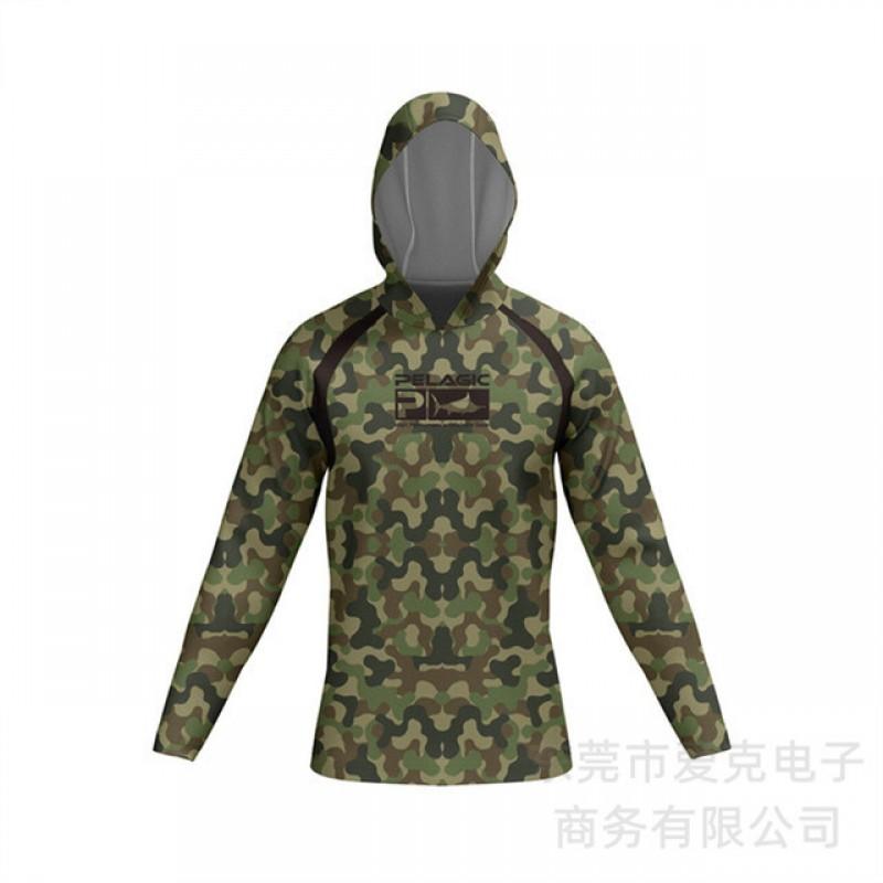 Mens Quick-Dry Hooded Long Sleeve Fishing Shirt UV Protection Outdoor Sportswear Summer Cycling Water Activities