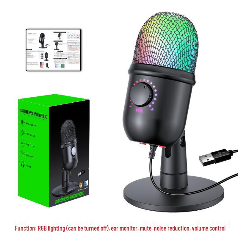 Энпинг USB Игровой Конденсаторный Микрофон с RGB Подсветкой для Стриминга и Караоке