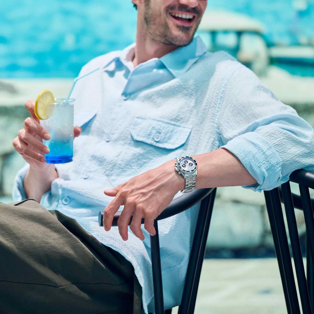 Наручные часы Mako Mako SOLAR Solar Powered Chronograph с внутренней гарантией Sky Blue Silver [Orient Watch] Производитель RN-TX0206L Мужские