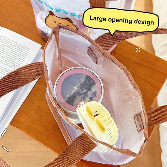 Сетчатая пляжная сумка с усиленной ручкой, большая вместительная сумка с мультяшным рисунком, водонепроницаемая, песчаная, большая пляжная сумка-тоут, аксессуары для бассейна