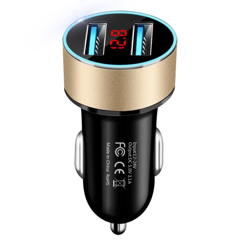 Car Cigarette Lighter USB Splitter Plug Converter For Cigarette Digital Display Voltmeter Fast Charging Mobile Phones Adapter