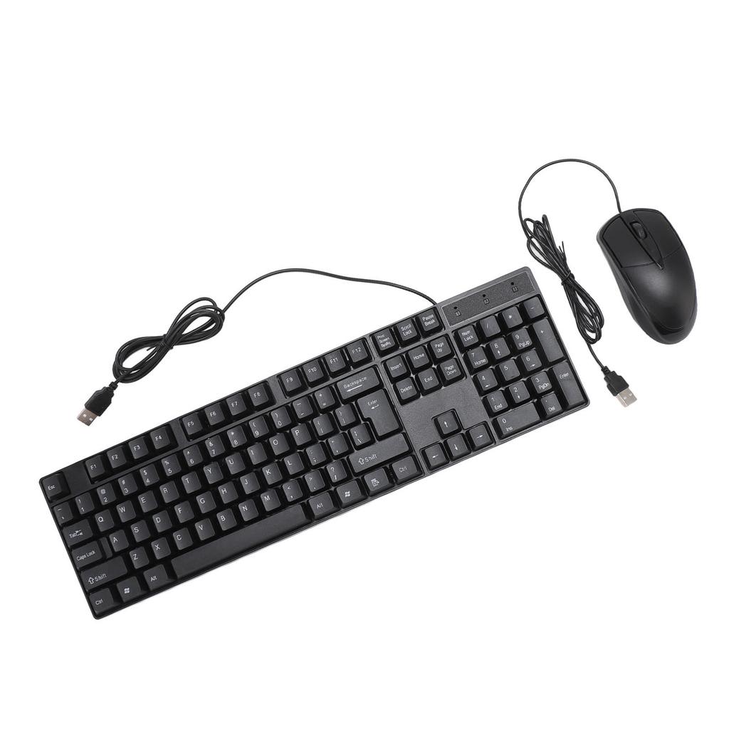 Wired USB Keyboard Mouse Set Ergonomic 104 Keys Keyboard Comfortable Grip Mouse for Game Business